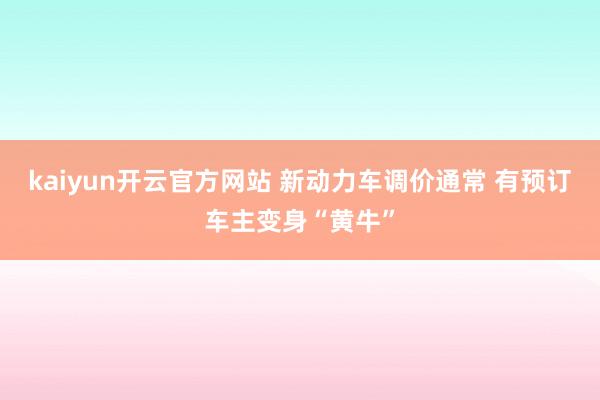 kaiyun开云官方网站 新动力车调价通常 有预订车主变身“黄牛”