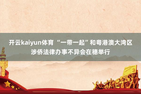 开云kaiyun体育 “一带一起”和粤港澳大湾区涉侨法律办事不异会在穗举行