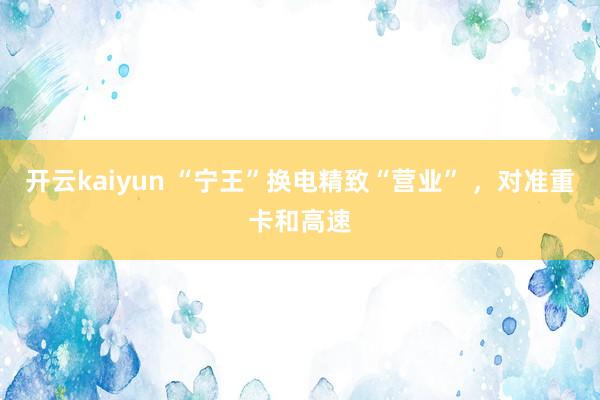 开云kaiyun “宁王”换电精致“营业” ，对准重卡和高速