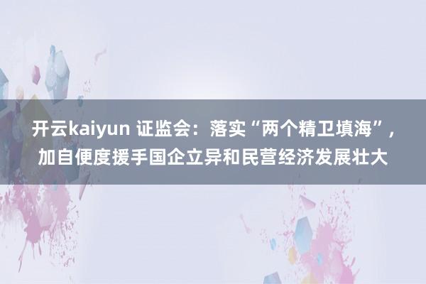 开云kaiyun 证监会：落实“两个精卫填海”，加自便度援手国企立异和民营经济发展壮大