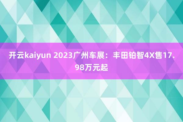 开云kaiyun 2023广州车展：丰田铂智4X售17.98万元起