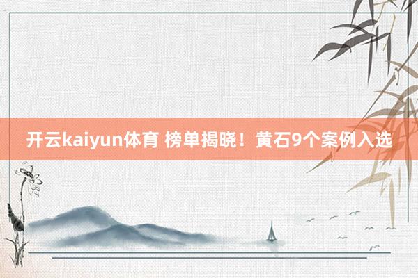 开云kaiyun体育 榜单揭晓！黄石9个案例入选