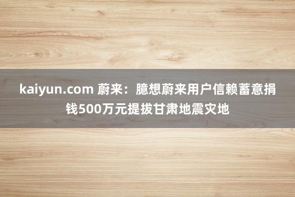 kaiyun.com 蔚来：臆想蔚来用户信赖蓄意捐钱500万元提拔甘肃地震灾地