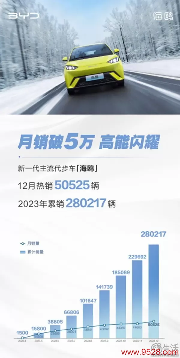 比亚迪海鸥旧年总销量达28万辆 其中12月5万辆