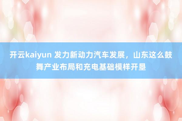 开云kaiyun 发力新动力汽车发展，山东这么鼓舞产业布局和充电基础模样开垦