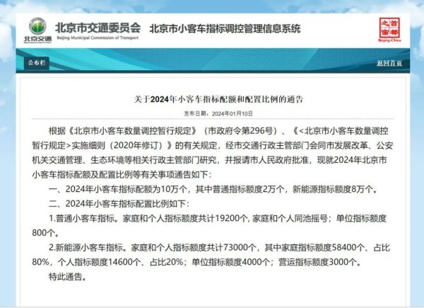 kaiyun开云官方网站 北京本年小客车野心配额公布：平常2万个，新动力8万个