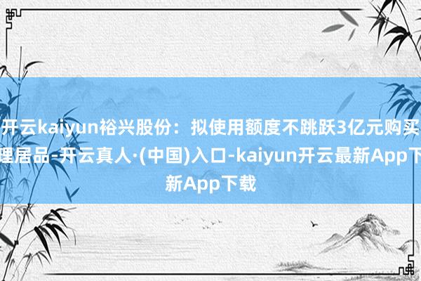 开云kaiyun裕兴股份：拟使用额度不跳跃3亿元购买搭理居品-开云真人·(中国)入口-kaiyun开云最新App下载